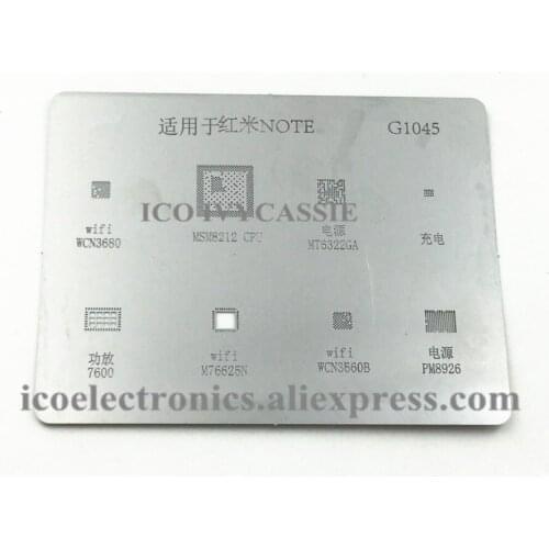 For Redmi NOTE BGA Stencil WCN3680 3660B MT6225N MSM8212 CPU MT6332GA PM8926 Charger IC Reball Heat Template Tin Plant Steel G10