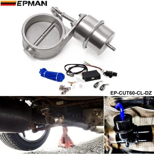 Exhaust Control Valve CUTOUT 2.3" 60mm Pipe Close Style With Vacuum Actuator with Wireless Remote Controller Set EP-CUT60-CL-DZ