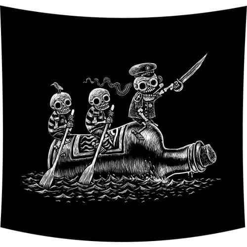 Funny Skull Tapestry Wall Art Skeletons Sea Pirate Sailors Tapestry Wall Hanging Home Decor Dorm Living Room Bedroom