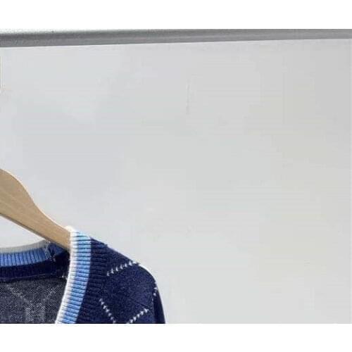 2021 Autumn Contrast Color Ladies Long Sleeve Single-Breasted Knitwear Top Womens V-Neck Plaid Jacquard Knit Sweater Cardigan