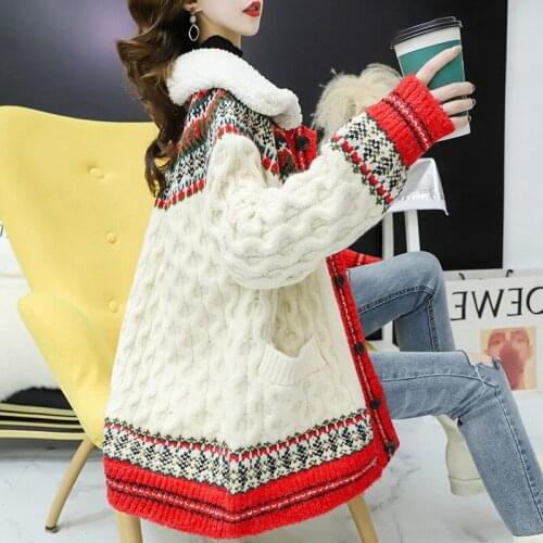New 2020 Womens Knitwear Autumn Winter Ugly Christmas Sweater Cardigans Single Breasted Oversize Korean Ladies Sweaters Jacket