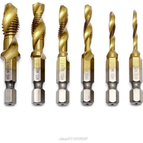 1PC Hex Shank M3-M10 Titanium Plated HSS Hand Screw Thread Metric Tap Drill Bits Jy9 21 Dropship