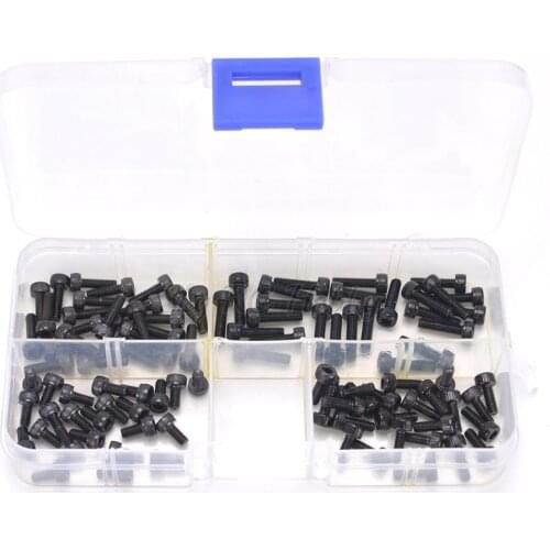 100pcs/lot M3 x 6mm/8mm/10mm/12mm Hex Bolt Socket Head Cap Screws Kit Screws Assortment Comes in a Storage Box Machine Screws RC