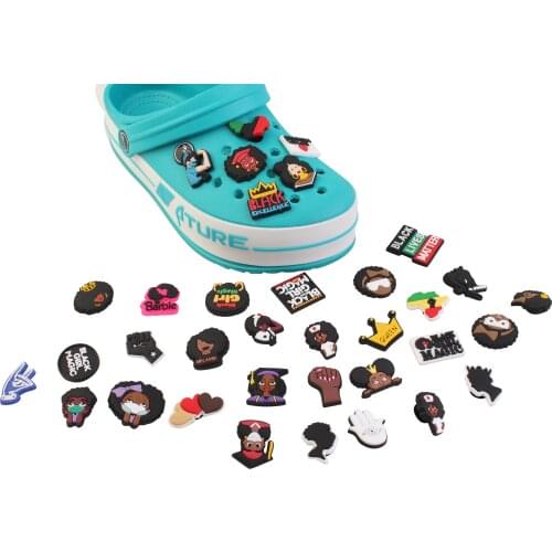 20pcs Random Black Lives Matter Shoe Charms For Croc Charms Designer Bulk Decoration Croc Accessories Fit Clog Jibz Kids Gift