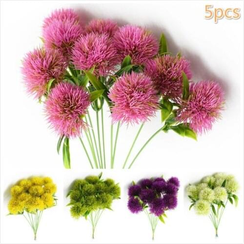 5pcs Dandelion Flower Ball Plastic Artificial Flowers DIY Wedding Party Table Decoration Bride Hold Bouquet Home Decor