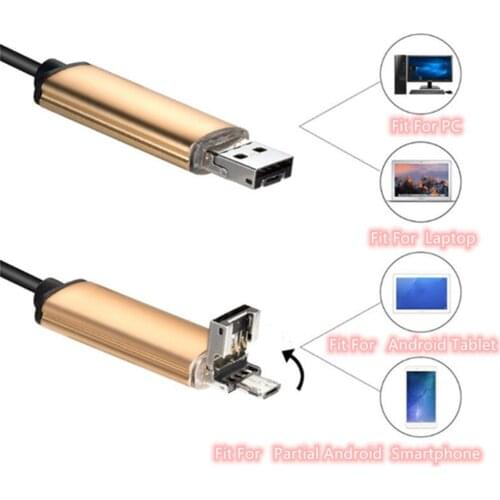 7.0mm mobile phone Android endoscope 2-in-1 HD IP67 waterproof 1 meter length 6LED mobile phone computer universal endoscope