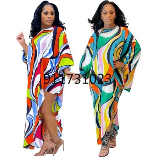 African Dresses for Women Summer 2021 African Women Long Sleeve O-neck Long Dress African Clothes Women