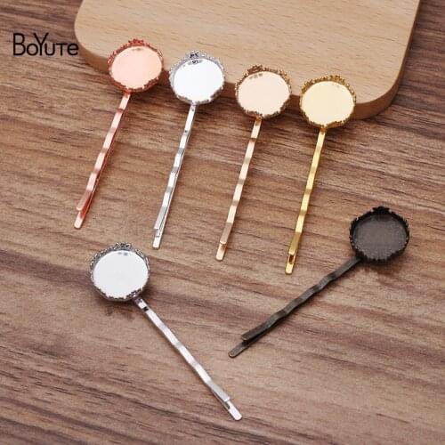 BoYuTe Custom Made (200 Pieces/Lot) Fit 15MM Cabochon Blank Hairpin Base Handmade Diy Hair Accessories Materials