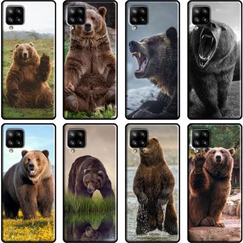 Brown Black Bear For Samsung Galaxy A12 A52 A72 A71 A51 A41 A31 A70 A50 A40 M31 A02 A20e A21S Phone Cover