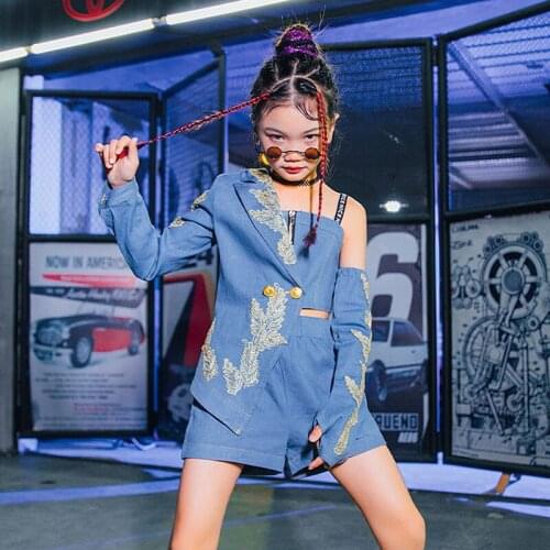 Modern Jazz Dance Set For Kids Hip Hop Clothing Girls Street Dance Stage Performance Clothes Child Catwalk Show Costumes DQL5756