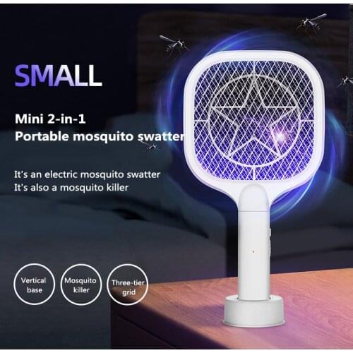 3000V Electric Flies Swatter Killer 2 IN 1 LED Trap Mosquito Killer Anti Mosquito Flies USB Rechargeable Home Livingroom Gadget