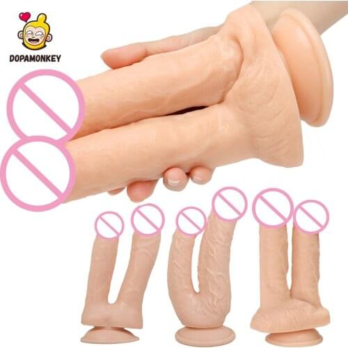 DopaMonkey Dildo Double Headed Suction Cup Sex Product Woman or Couple Lesbian Masturbator Toys For Vagina And Anal Sex Cock
