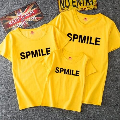 SPMILE Letter Printed Family Matching T Shirts 8Colors 100% Cotton Unisex Adult Kids Tshirts Girl Boy Family Matching Outfits