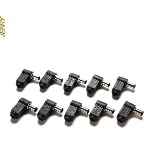 Hot Sale Black 10PCS 90 Degree Right Angle 2.1x5.5mm 2.1mm DC Power Cord Male Plug Socket Welding Wire Tip Adapter Connector