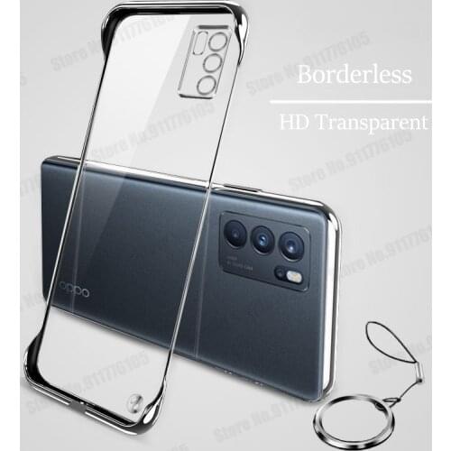 HD Transparent Plating Frameless Phone Case For OPPO Reno 6 5 Pro Plus Ultra Thin Ring Holder Shockproof Cover For Realme GT NEO