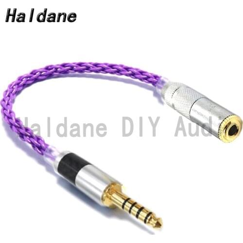 Haldane HIFI 4.4mm Balanced Male to 3.5mm Stereo 3ploe Female Single Crystal Coppe Silver Plated Audio Adapter Cable 4.4 to 3.5
