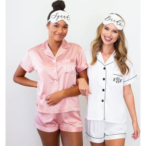 Customized Bridesmaid Pajamas + Eye Masks Bridal Party Pajamas Pajama Sets Bachelorette Pajamas Sleep Shirts Wedding Day Outfit