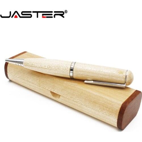JASTER 1pcs free Color printing logo wood Ballpoint pen with wooden box flash drive pendrive 16GB 32GB 64GB memory card U disk