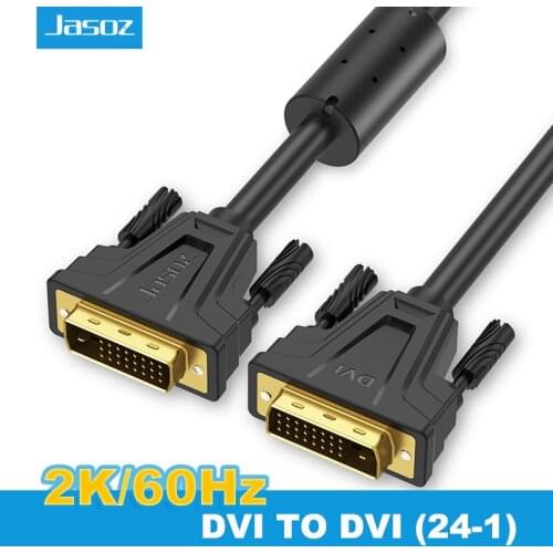 Jasoz DVI Cable DVI-D 24+1 Dual Link Connector 2K/1080P 60Hz Male to Male Video Cable For HDTV Projector Laptop PC Monitor