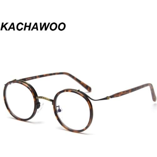 Kachawoo vintage glasses female optical round glasses frame male clear lens retro style leopard black birthday presents popular