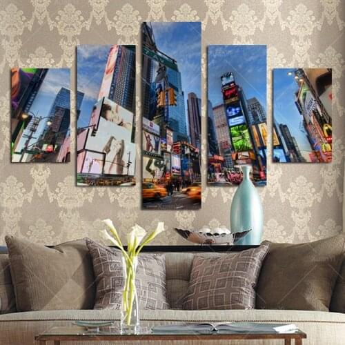 5 Panel Modern Spray Painting New York City Canvas Art Paintings Picture Cuadros Building For Bed Room Unframed PF1068