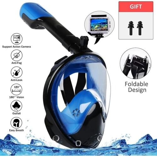 Adult Kid Foldable Full Face Diving Mask Anti-Fog Snorkeling Underwater Scuba Swimming Mask Glasses Snorkel Dive Equipment