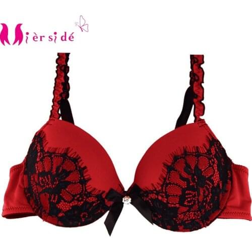 Mierside 2460 Push Up Bra Bow and lace trim womens lingerie 34B/38B/40B