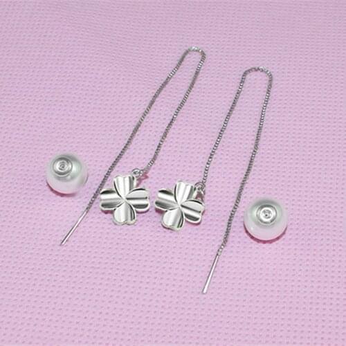 Fashion Lady Pearl Tassel Long Earrings For Women Jewelry Trendy Silver 925 Ear Line Girls Earrings Silver Accessories Clover