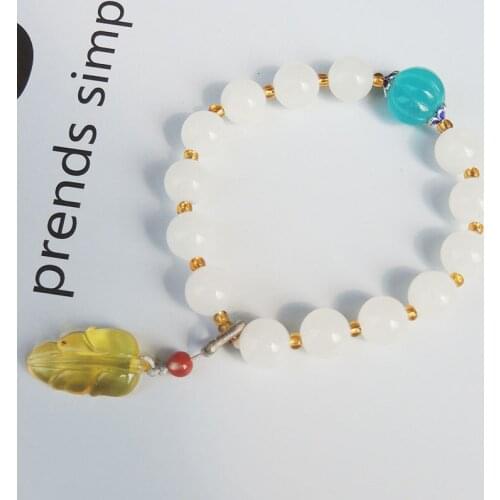 Ms dialect hetian jade small and pure and fresh white beeswax main bracelet contracted fashion belt certificate O