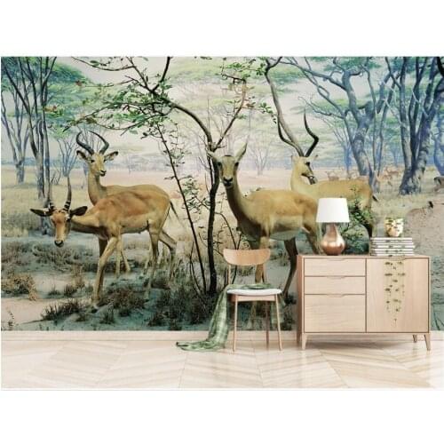 Custom mural 3d photo wallpaper European modern hand-painted forest elk landscape living room wallpaper for walls 3 d in rolls