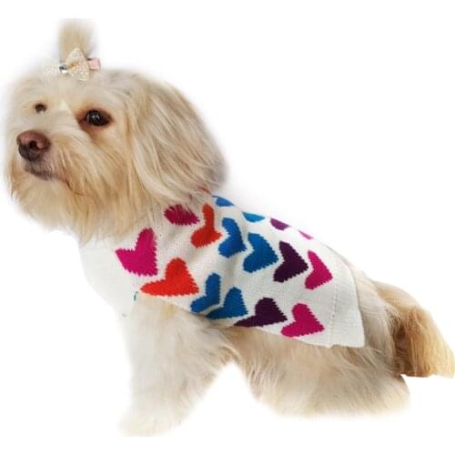 Pet Dog Clothes for Samll Dogs Love Heart Patten Sweater Design Vest Hoodie for Small Dogs Cats