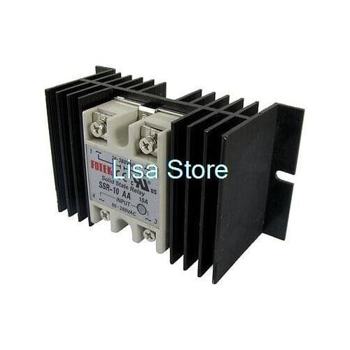 Single Phase AC Solid State Relay SSR 10A 80-280V 24-380V w Aluminum Heat Sink