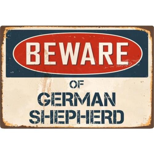 StickerPirate Beware of German Shepherd 8 x 12 Vintage Aluminum Retro Metal Sign VS81