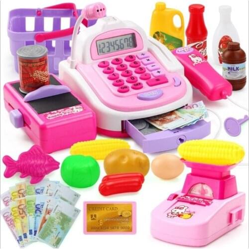 Kids Pretend Play Cash Register Toys Shopping Cashier Register Play Cash Register Kids Play House Plastic