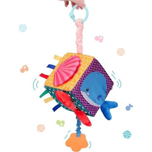 Plush Infant Toys Baby Development Cube Animal Patterns Handbells Rattles Toy Stroller Hanging Teether Baby Toys 0-12 Months
