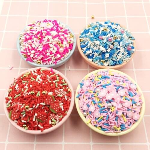 50g Mixed Polymer Clay Sprinkles for Crafts DIY Colorful Candy Pearl Slime Filling Material Scrapbooking For Phone Deco:2-10mm