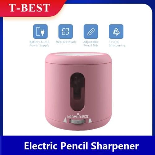 Portable Electric Pencil Sharpener Automatic Sharpen Colored Pencils(6-8mm) Battery&USB Powered Safety Use for Home School