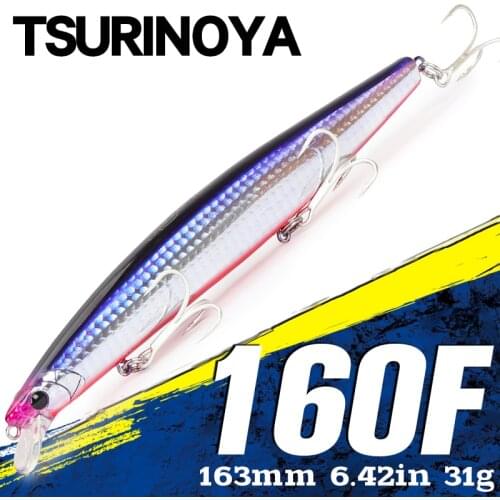 TSURINOYA 160F Floating Minnow Fishing Lure STINGER DW110 163mm 31g Long Casting Artificial Seabass Saltwater Piura Hard Baits