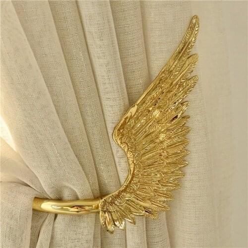 Luxury 2PCS European Brass Angel Wings Curtain Hooks Curtain Tie Draper Back Hooks Curtain Drapery Holder Hanger Hook Decoration