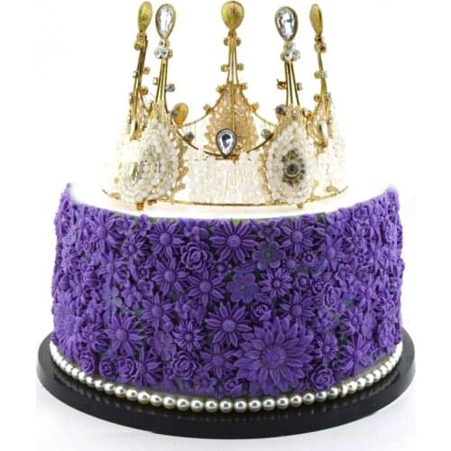 Birthday wedding theme flower pattern Fondant Silicone Cake Decorating Moulds flower Embossed Textured cake mold