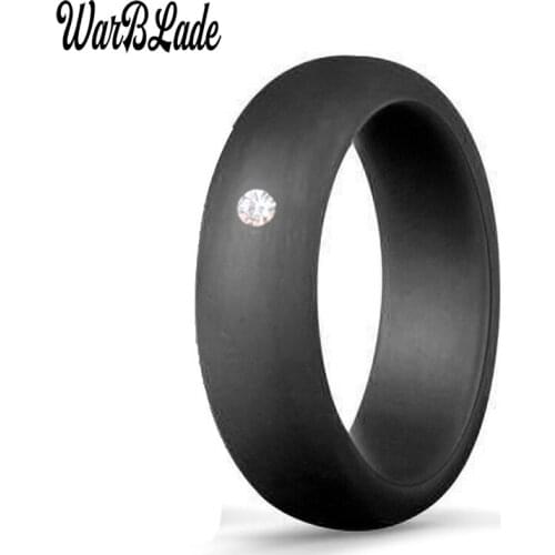 5.7mm Rhinestone Silicone Rings Food Grade FDA New Silicone Finger Ring Hypoallergenic Flexible For Women Wedding Rubber Bands