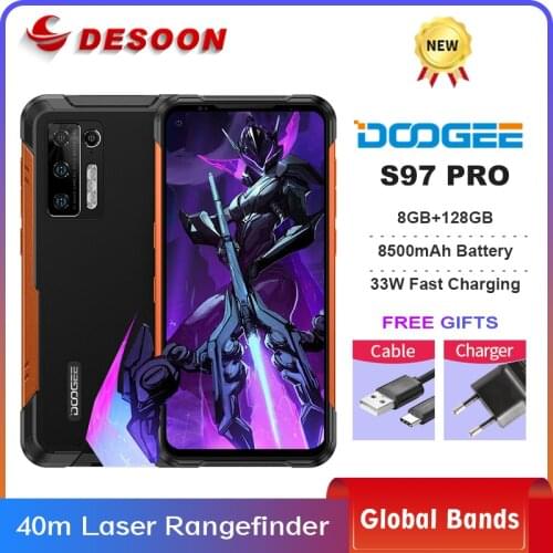 DOOGEE S97 Pro Helio G95 Octa Core 8GB+128GB Smartphone 6.39'' 40m Laser Rangefinder 48MP Quad Camera Cast Charging Cellphone
