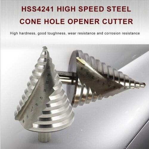 1PCS 12 Steps 6-60mm Pagoda Step Cone Drill Bit HSS Spiral Grooved Reaming Hole Cutter