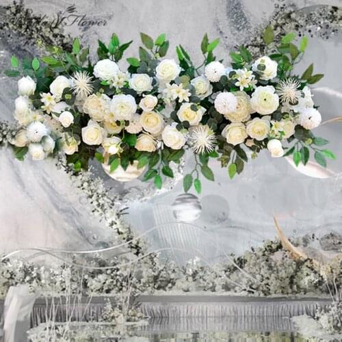 Wedding arch flower row arrangement DIY party decor silk flower rose peony table centerpiece artificial flower ball table runner