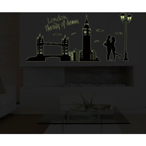 London Luminous Stickers Lovers Home Decor Living Room Bedroom Wall Decals Stickers Fluorescent DIY Waterproof Wallpaper Design