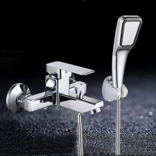 Bathtub Shower Faucet Set Wall Shower System Chrome Plated Low pressure Rain Shower Head Orneira Banheira Brass Material