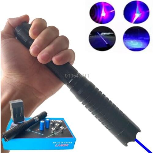 High Powerful 1.6w Blue Laser Torch 450nm 50000m Focusable Laser Pointer pen Flashlight burn match candle lit cigarette