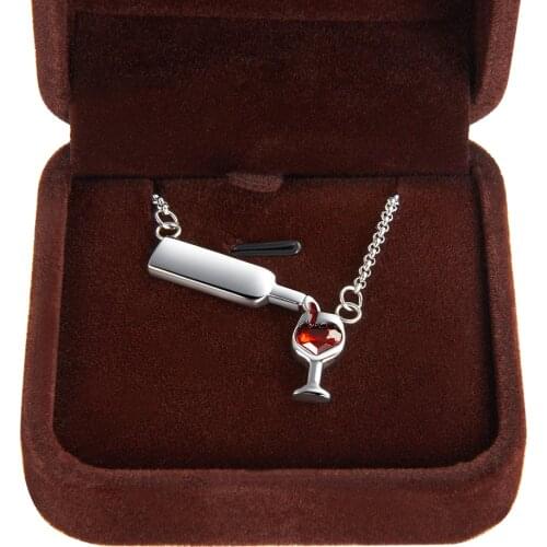 WAWFROK Women Necklace 3 Colors Stainless Steel Necklace for Women Red Heart Zirconia Necklace with Charm Box