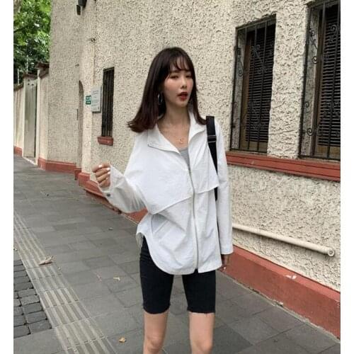 New 2020 Summer Autumn Womens Jacket Casual Pockets Fashionable Dovetail Drawstring Zipper Outerwear Tops CL422