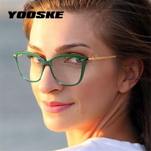 YOOSKE TR90 Anti Blue Light Cat Eye Glasses Frame Women Luxury Designer Retro Computer Eyeglasses for Ladies Optical Frame